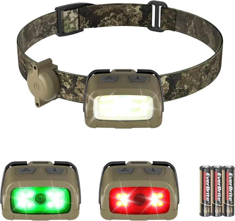 EverBrite Headlamp 300 Lumens Head Lamp for Adults 7 Modes with White/Red/Green