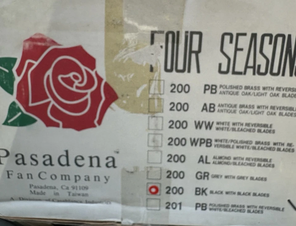 Ventilador de techo blanco de 5 aspas 52" Four Seasons Four Seasons Pasadena Casablanca Company de colección nuevo en stock Foto 3 de 4