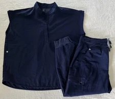 Figs Technical Navy Blue Set Size L/P Zamora Jogger Scrubs Pants Rafaela Top LRG