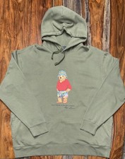 POLO RALPH LAUREN Men  s Big  Tall Green Polo Beach Bear Fleece Hoodie 3XB