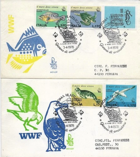 1978 ITALY BIRDS WILDLIFE ON 2 SUPERB FDCs