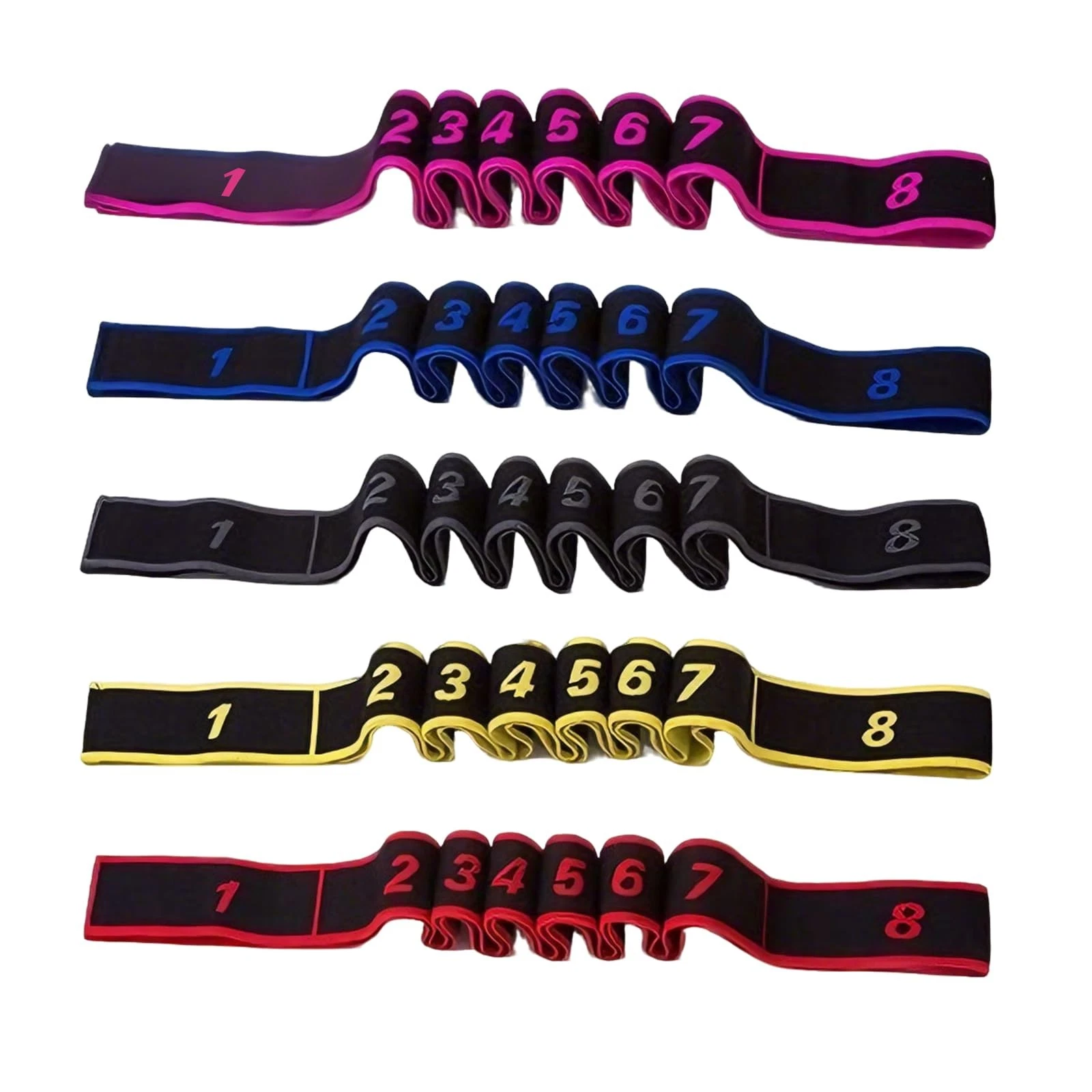 5 Pack Fitness Resistance Bands, Numbered Resistance Bands for Glutes, 8-Sect...