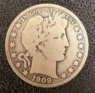 1909 S Barber Liberty Head Half Dollar 90% Silver Classic American Coin FS KM116