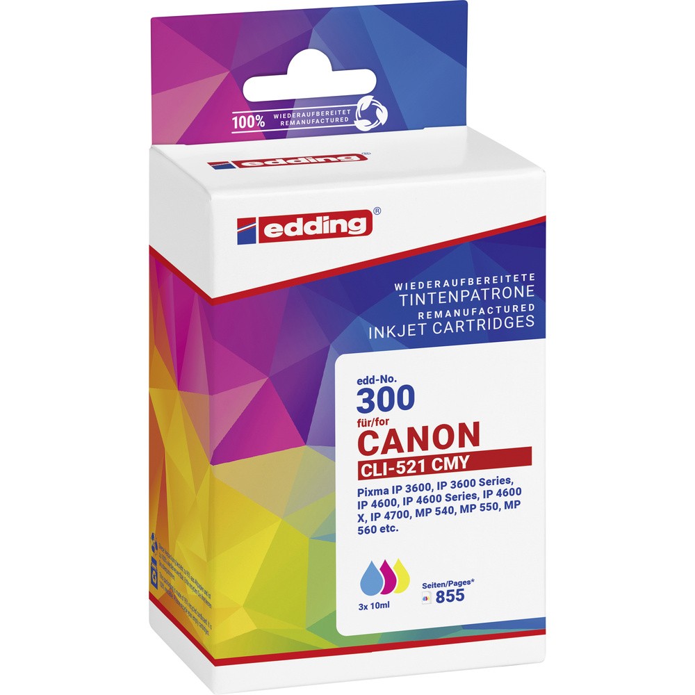 Edding Druckerpatrone ersetzt Canon CLI-521CMY Kompatibel Kombi-Pack Cyan Ma 3190₽