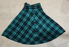 Vintage 1950s Plaid green, black red pleated Skirt