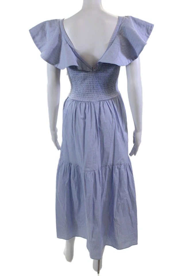 Vestido largo de mujer Misa de algodón sin mangas con cuello en V y cremallera acanalado púrpura talla M Foto 3 de 4