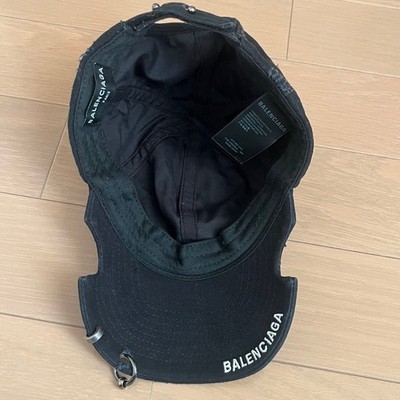 Balenciaga Piercing Cap 23SS Black Distressed Hat Unisex Rare