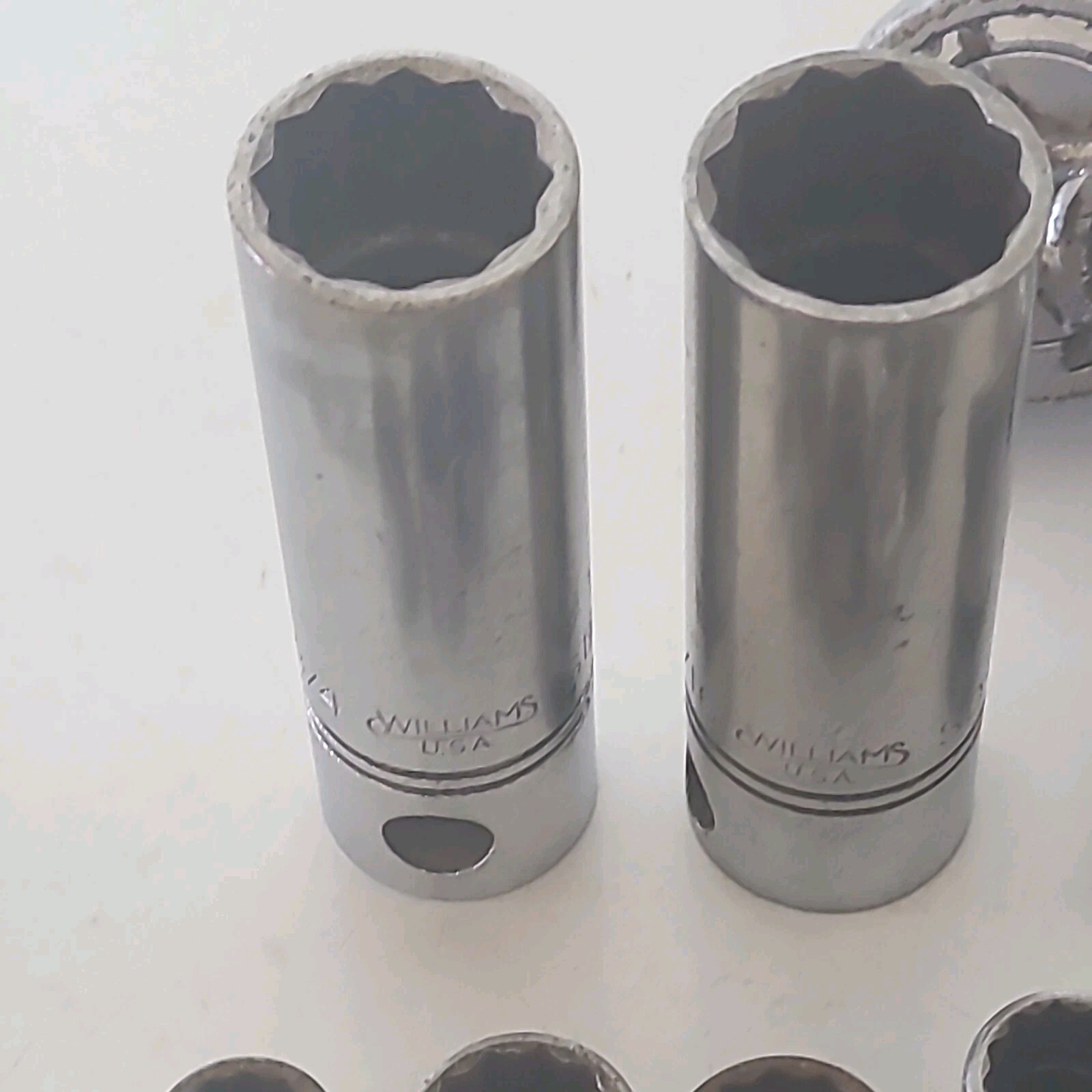 Vintage 15 Pc Williams 1/2" Dr. Mixed Socket Set Scroll Logo S-52 Ratchet Tools 