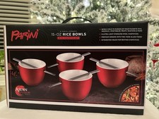 Parini 4-Piece Ceramic 15oz Rice Bowls w/ Stainless Steel Chopsticks – NIB