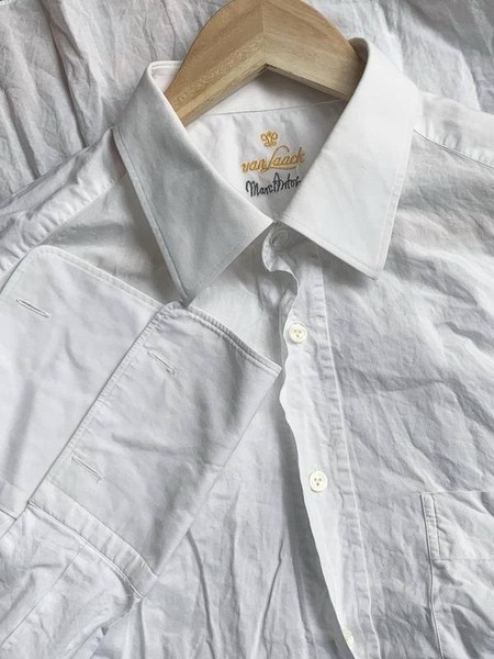 Men Van Laack Shirt White Cotton XL