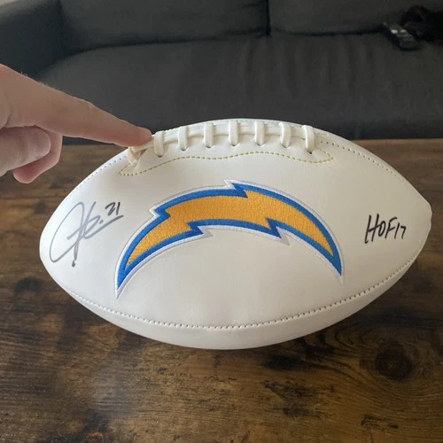 LaDainian Tomlinson Signed Chargers Logo Football Inscribed "HOF 17" Beckett