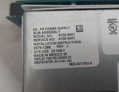 Simplex 4100-5401 ES Power Supply 24V Aux Relay- FOR REPAIR  TR