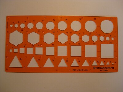 STANDARDGRAPH 1350 Kombischablone für Kreise, Sechsecke, Quadrate, Dreiecke