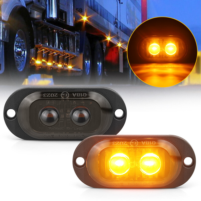 BJZ 3/4 Round Trailer Marker LED Lights Red to Amber Dual Color Side Clearance Tail Brake Stop Turn Signal Bullet Light 12V 4LED Indicator Light w BJZ 3/4 Round Trailer Marker LED Lights Red to Amber Dual Color Side Clearance Tail Brake Stop Turn Signal Bullet Light 12V 4LED Indicator Light w