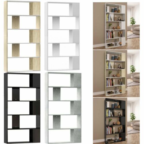 5-Tier Book DVD Cabinet Storage Unit Room Divider Chipboard Bookshelf Bookcase