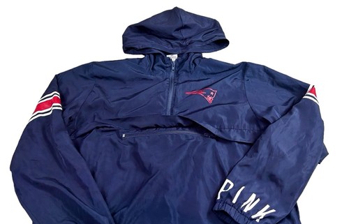 New England Patriots Victoria's Secret ROSA Sudadera con Capucha Talla Pequeña Pullover Chaqueta Azul Marino - Imagen 7 de 11