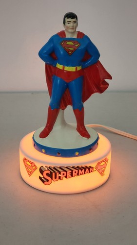Superman Vtg 1978 Ceramic Table Lamp Night Light Price Imports Working Superhero - Picture 6 of 8