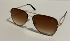 Quay Australia High Key Rimless Rhinestone Sunglasses Gold Frames