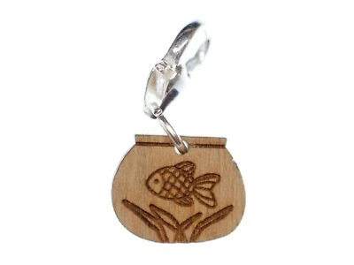 Goldfisch im Glas Aquarium Charm Anhänger Bettelarmband Fisch Holz Goldfischglas - Bild 1 von 3