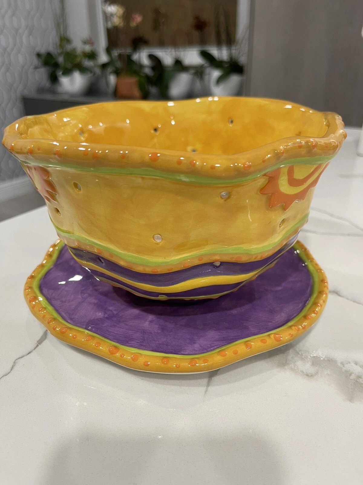 BELLA CASA By GANZ ~ Colander Strainer Bowl and Plate.