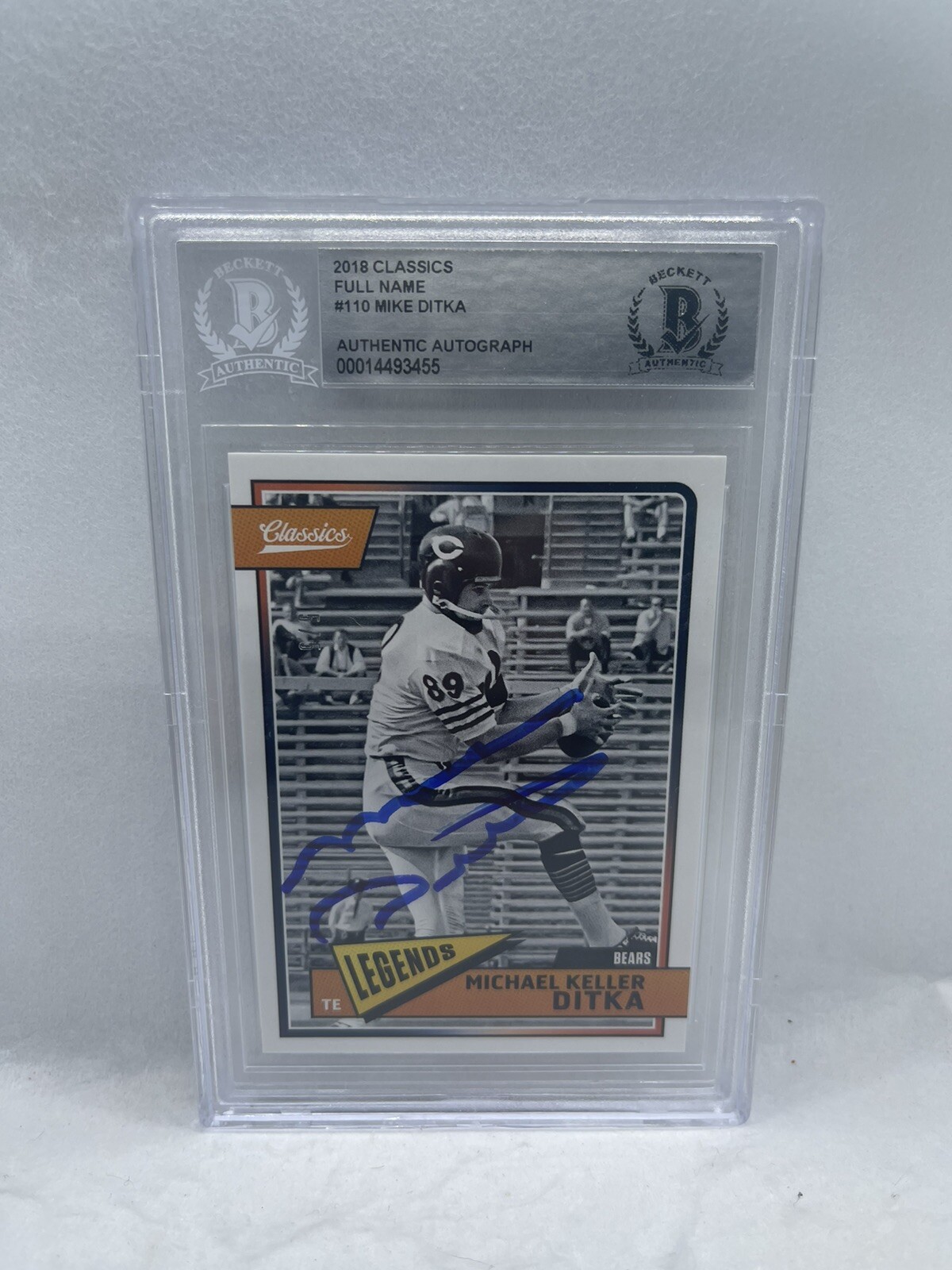 Mike Ditka Autographed Signed Chicago Bears 2018 Classics Football #110 Full Name SP Card #/5 Beckett Auto 
