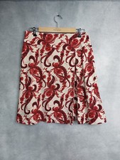 NOUGAT SKIRT 14, A-line, with single pleat red/cream paisley. knee length cotton