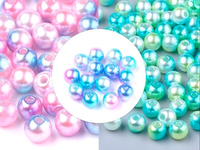 Regenbogen 200 Acrylperlen 4mm rund bunt Mermaid Farbverlauf Schmuck basteln DIY