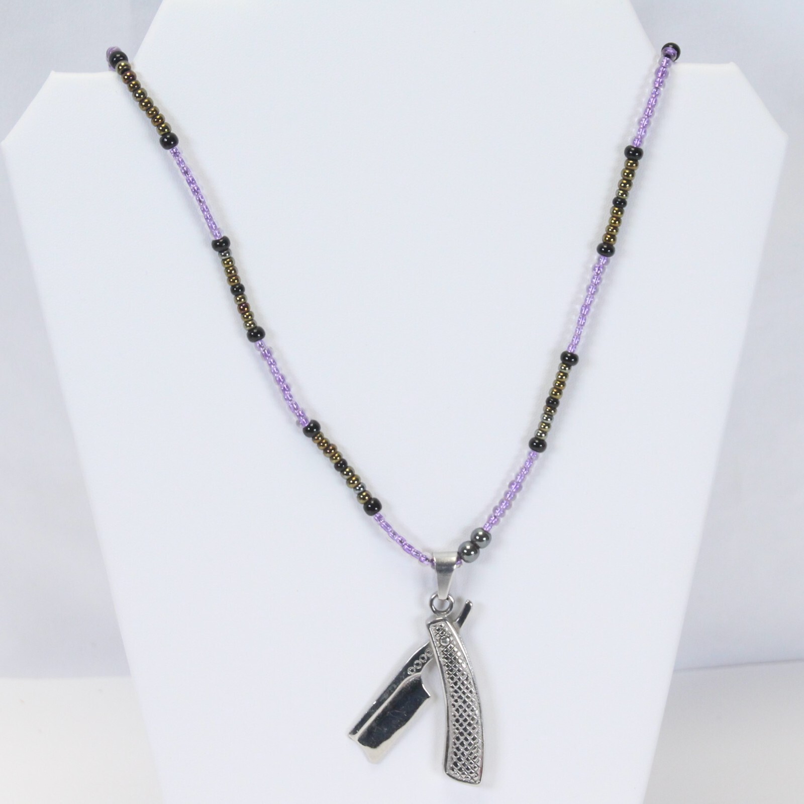 Straight Edge Razor Necklace Shave Punk Razer Handmad… - Gem