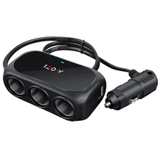 Dual USB Car Cigarette Lighter Charger 3 Way Socket Splitter DC 12/24 V Adapter