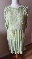 Next Women's Dress Yellow Blue White Floral Size 22 Knee Length