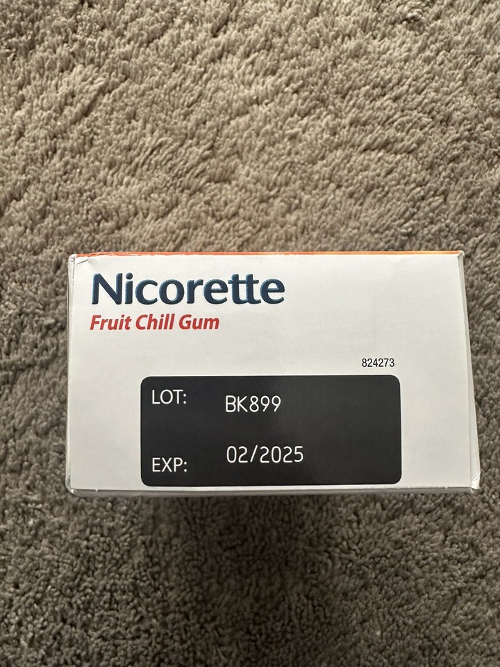 Nicorette Nicotine Coated Gum to Stop Smoking 4mg Fruit Chill 100 Count ...