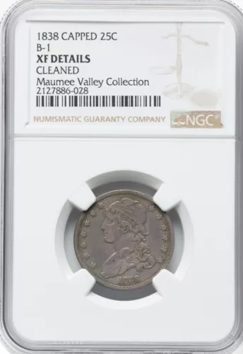 1838 B-1 Capped Bust Quarter NGC XF Details