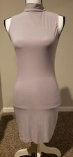 NWT Nasty Gal High Neck Bodycon Mini Dress Grey Size 8