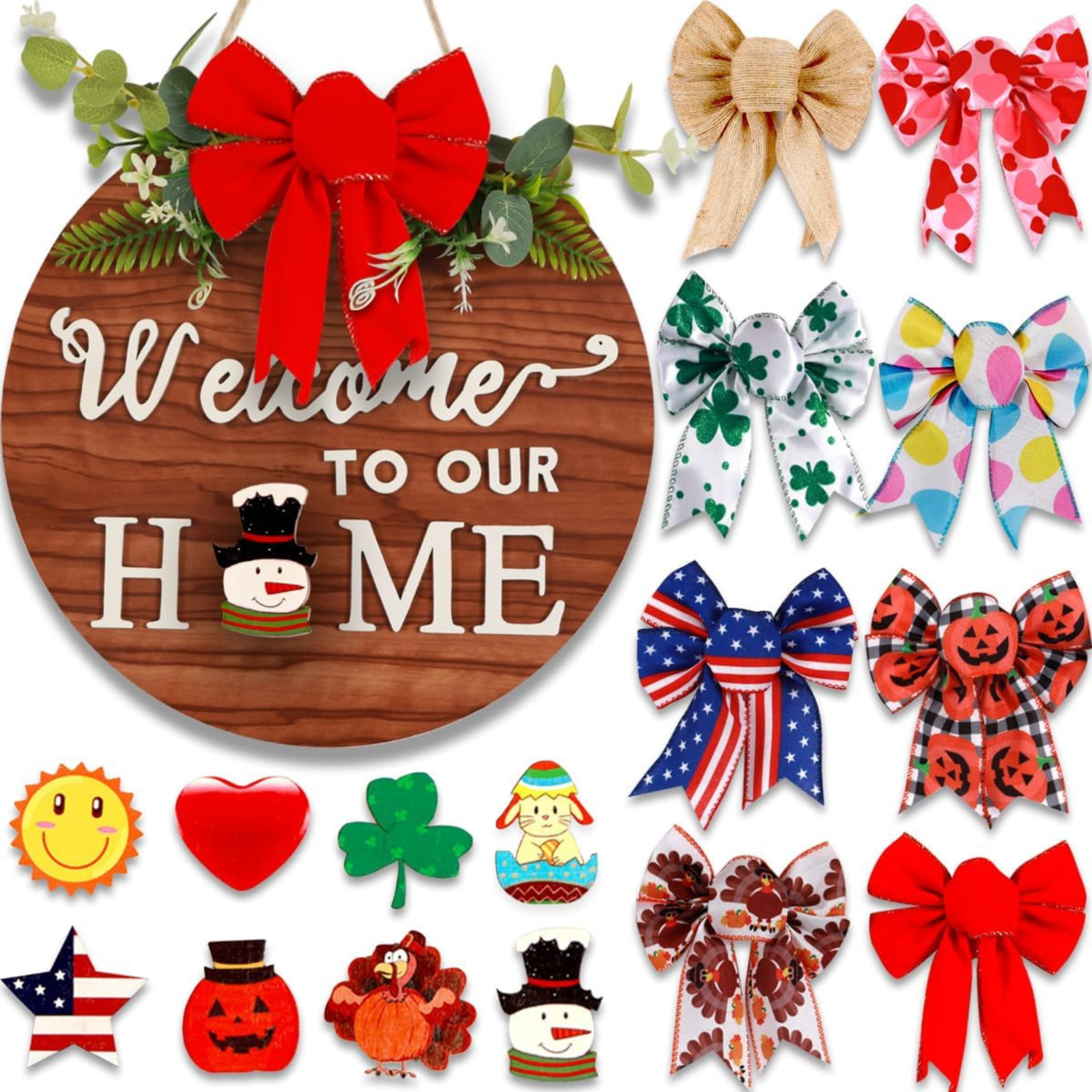 Customizable Welcome Home Wreath for Front Door Décor