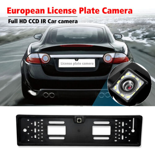 European License Plate Frame CCD  Car Rear View Camera Backup Reverse J9S2 - Afbeelding 1 van 12