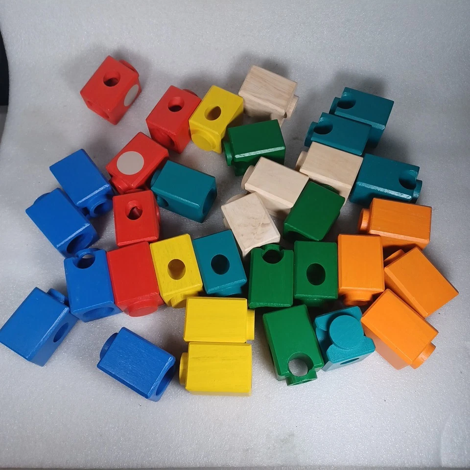 Hape Marble Run Lot of 33 Wooden Track Pieces - Assorted Blocks - Image 3 of 4