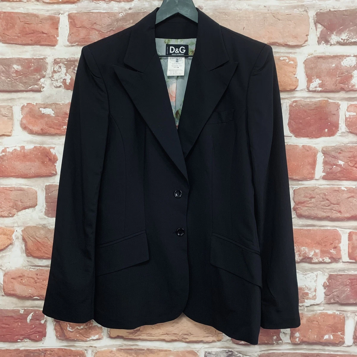 Dolce Gabbana Blazer Womens Size 34 Black Floral Lined Two