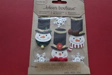 RARE Jolee's Boutique "Glittered Snowmen" 6 pcs. 50-20490