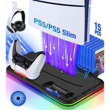 FOR PS5 Slim/Disc Digital Editions PS5 Slim Controller Charger Stand Cooling Fan