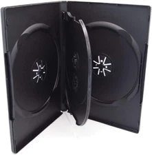 25 Pack  Standard 14Mm Black Quad 4 Disc DVD Cases with Double Sided Flip