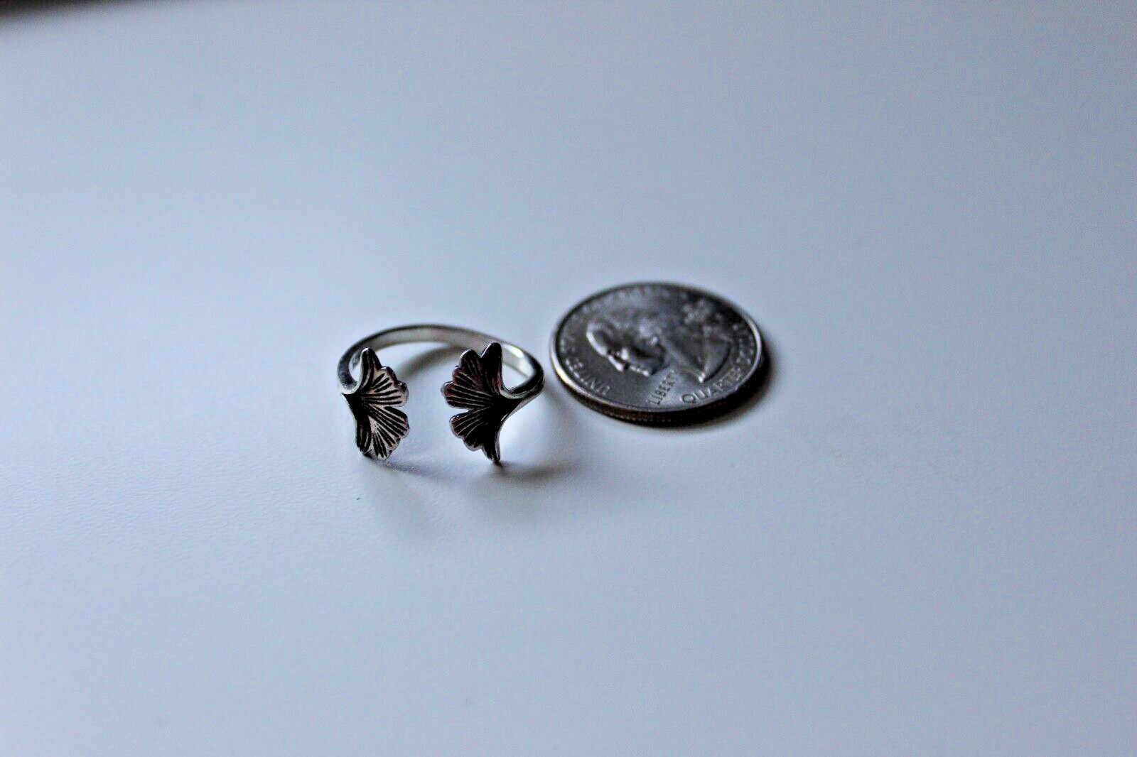 Adjustable Solid Sterling Silver 925 Flower/Leaf - image 1