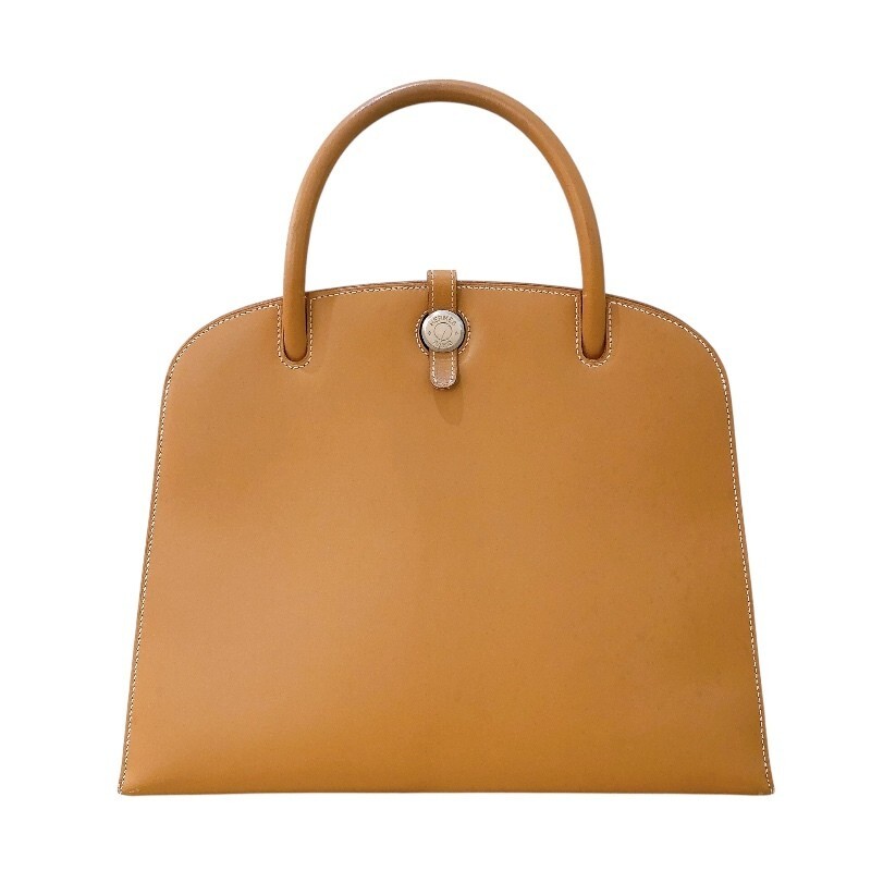 HERMES Dalvi MM Natural Vache Leather Bag with Engraved C
