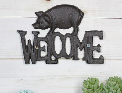 Rustic Country Farm Bacon Swine Pig Welcome Sign Wall Decor Cutout Plaque 8''L