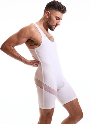 N2N Bodywear Men white sheer slasher erotic singlet activewear size L