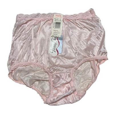 Vanity Fair Satin Panty NEW 6 VTG NWT Blush Pink Lace Trim Nylon Stretch USA