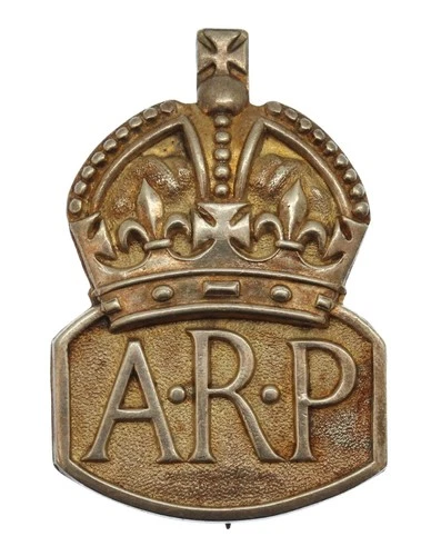 WW2 Hallmarked Silver Air Raid Precautions A.R.P. Lapel Badge #2