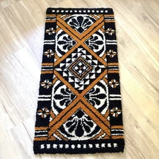 Vintage Mid Century Shillcraft Rug WOOL Shag Runner Carpet 27x54 MCM Retro Geo