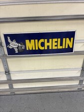 VINTAGE MICHELIN TIRES PORCELAIN SIGN Gas Station Oil Can Tire Shop 36”x12”