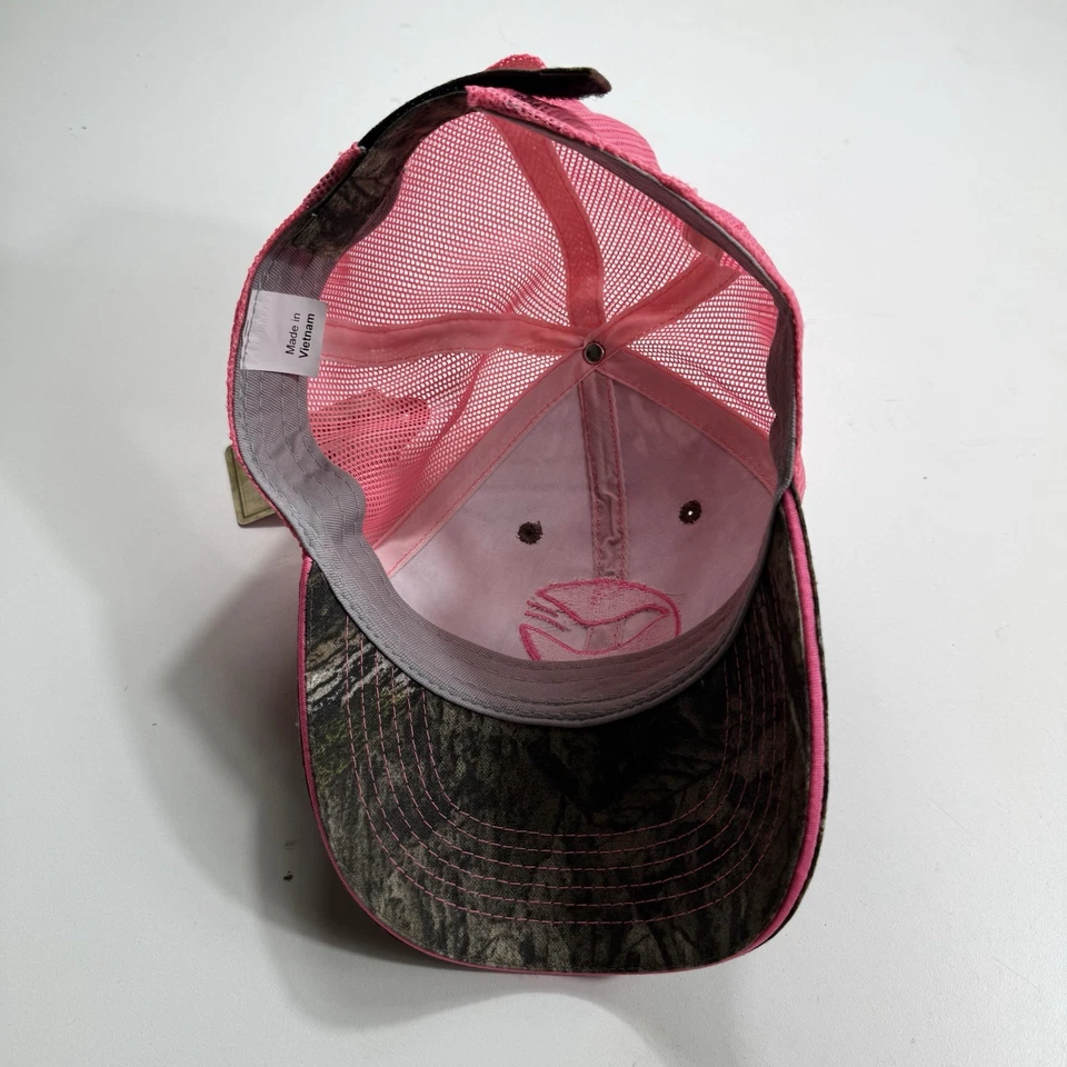 NEW Mossy Oak Pink Camouflage Womens Logo Mesh Back Trucker Baseball Hat Cap - Image 3 of 4
