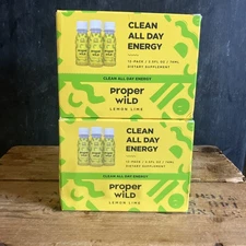 Proper Wild Vegan Energy Drink Shots Lemon Lime 2 Boxes of 12 (24total)Exp 11/26